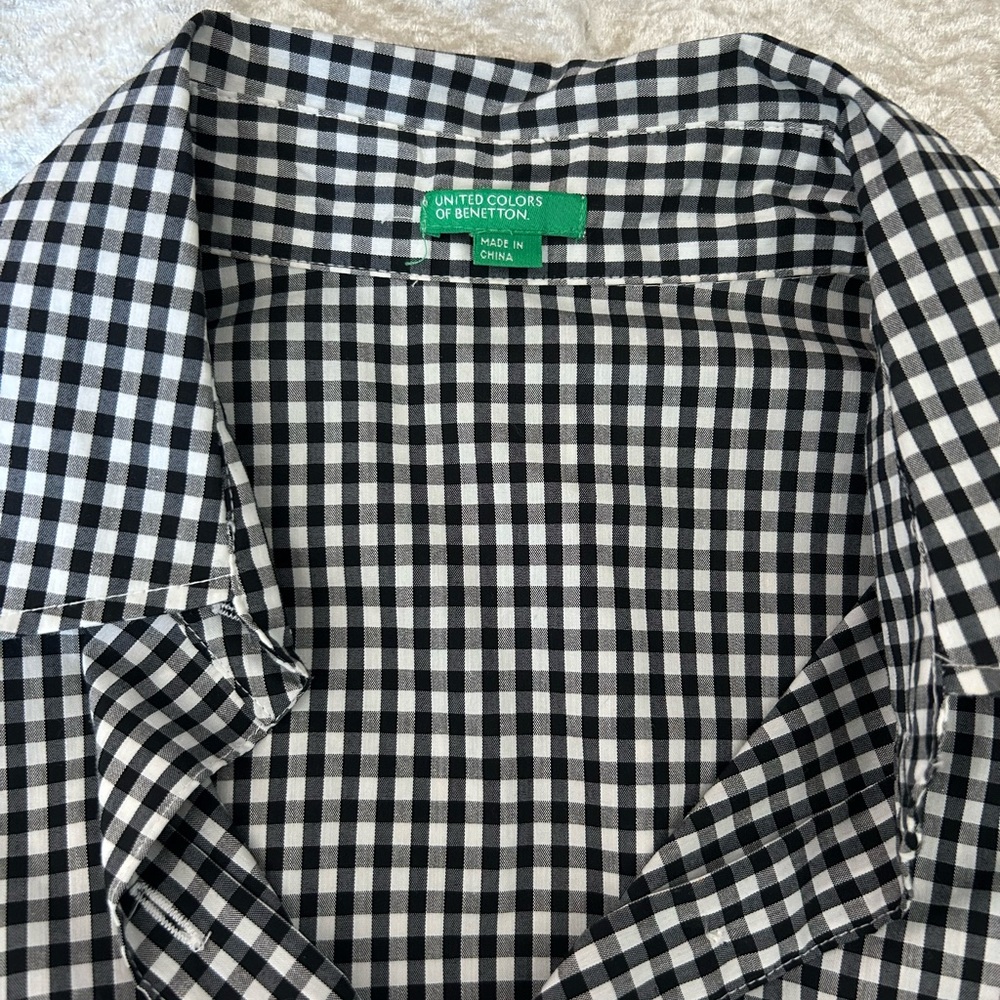 Gingham Bubble Capped Short Sleeve Button Down - image 6